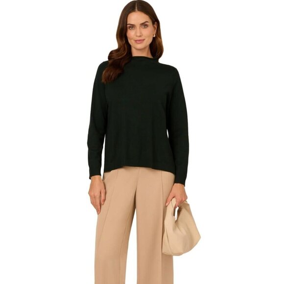 Adrianna Papell Women’s Mock Neck Step Hem Sweater (Hunter Green) Size Small NEW - Picture 3 of 8